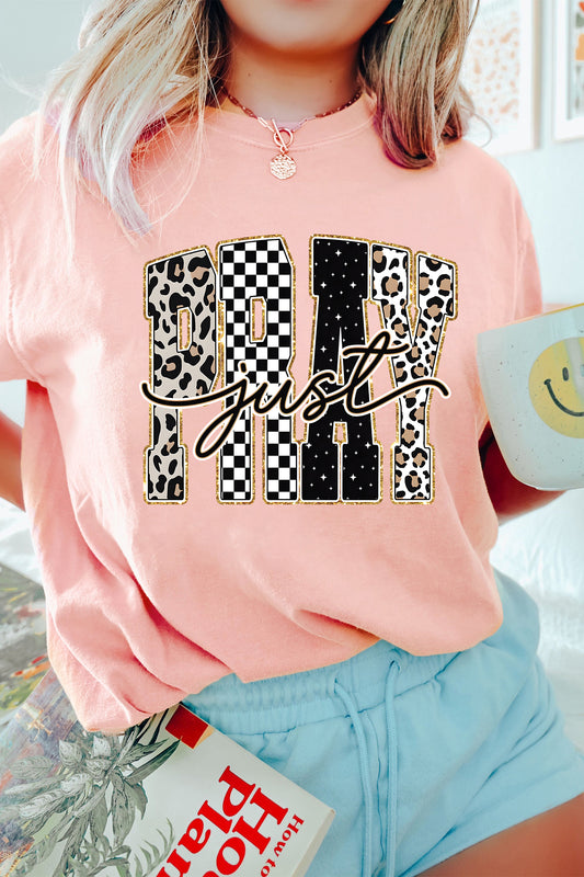 Pink Just PRAY Graphic High Stretch Casual Tee