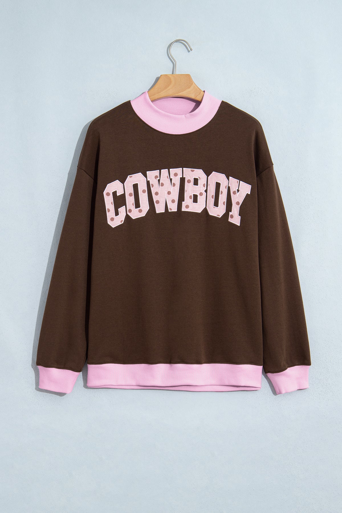 Coffee Polka Dot Colorblock Tunic Sweatshirt