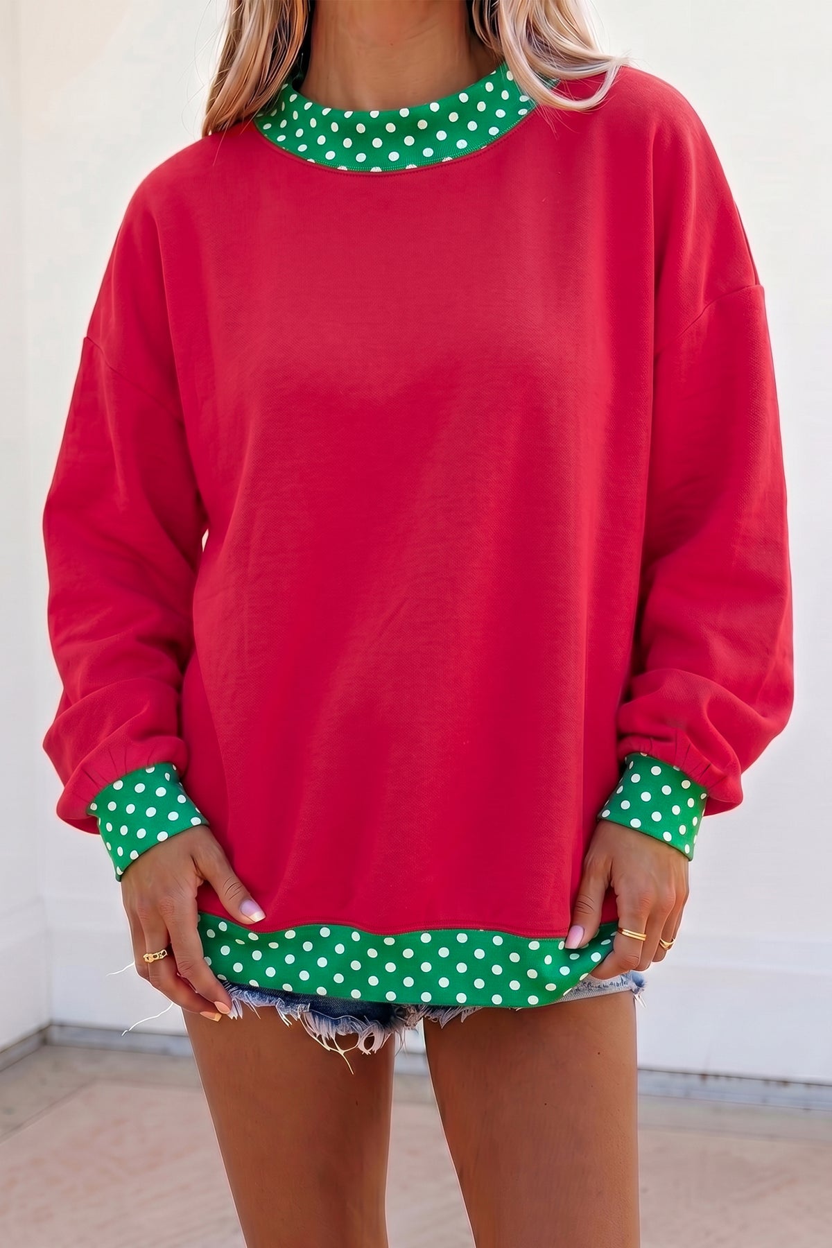Tillandsia Purple Polka Dot Oversized Sweatshirt