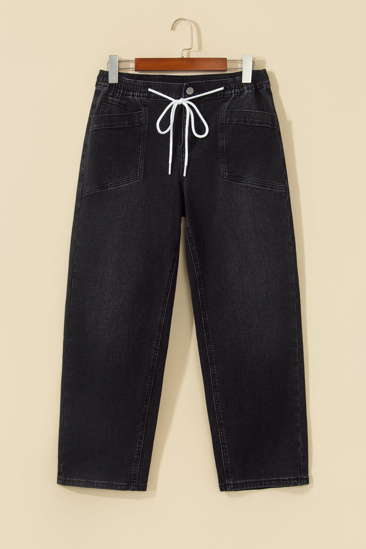 Ashleigh Blue Drawstring Waist Ankle Length Jeans Pocket Denim Pants