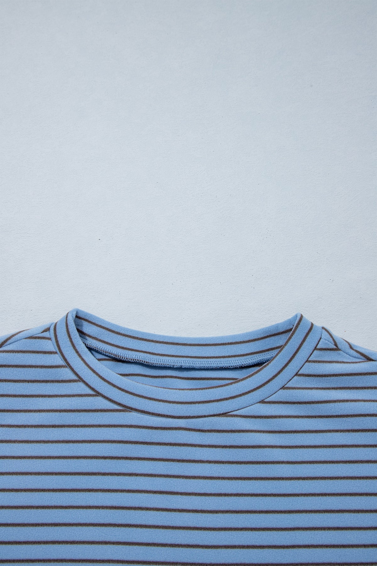 Sky Blue Stripe Color Block Contrast Round Neck Shift