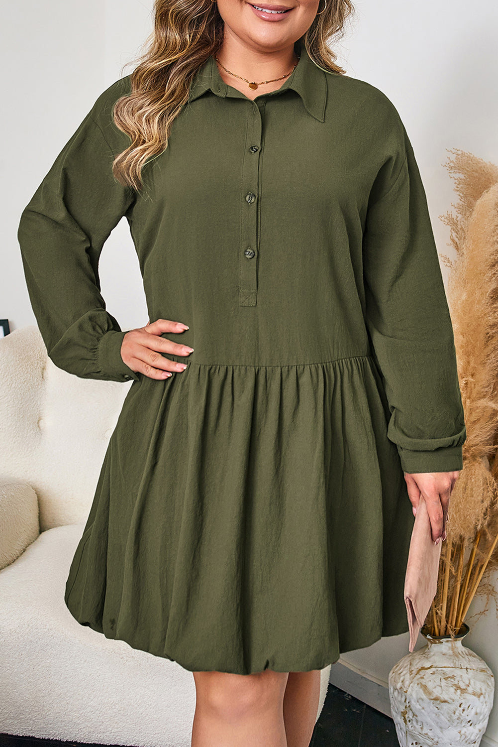 Lucky in Clover Plus Size Cotton Ruffle Mini Dress