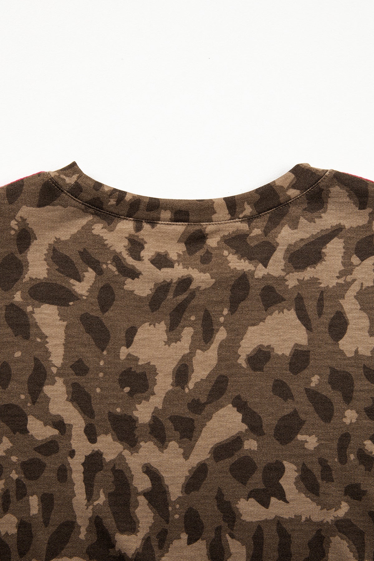 Brown Contrast Striped Accent Leopard T-Shirt Mini Dress with Pockets