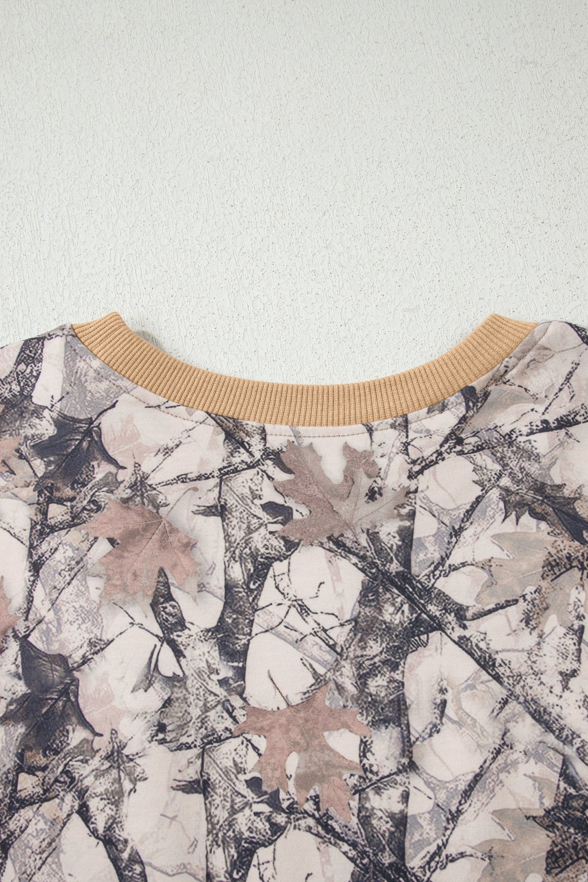 Women's Khaki Woodland Camo Print Long-Sleeve Top Shorts Two-Piece Set