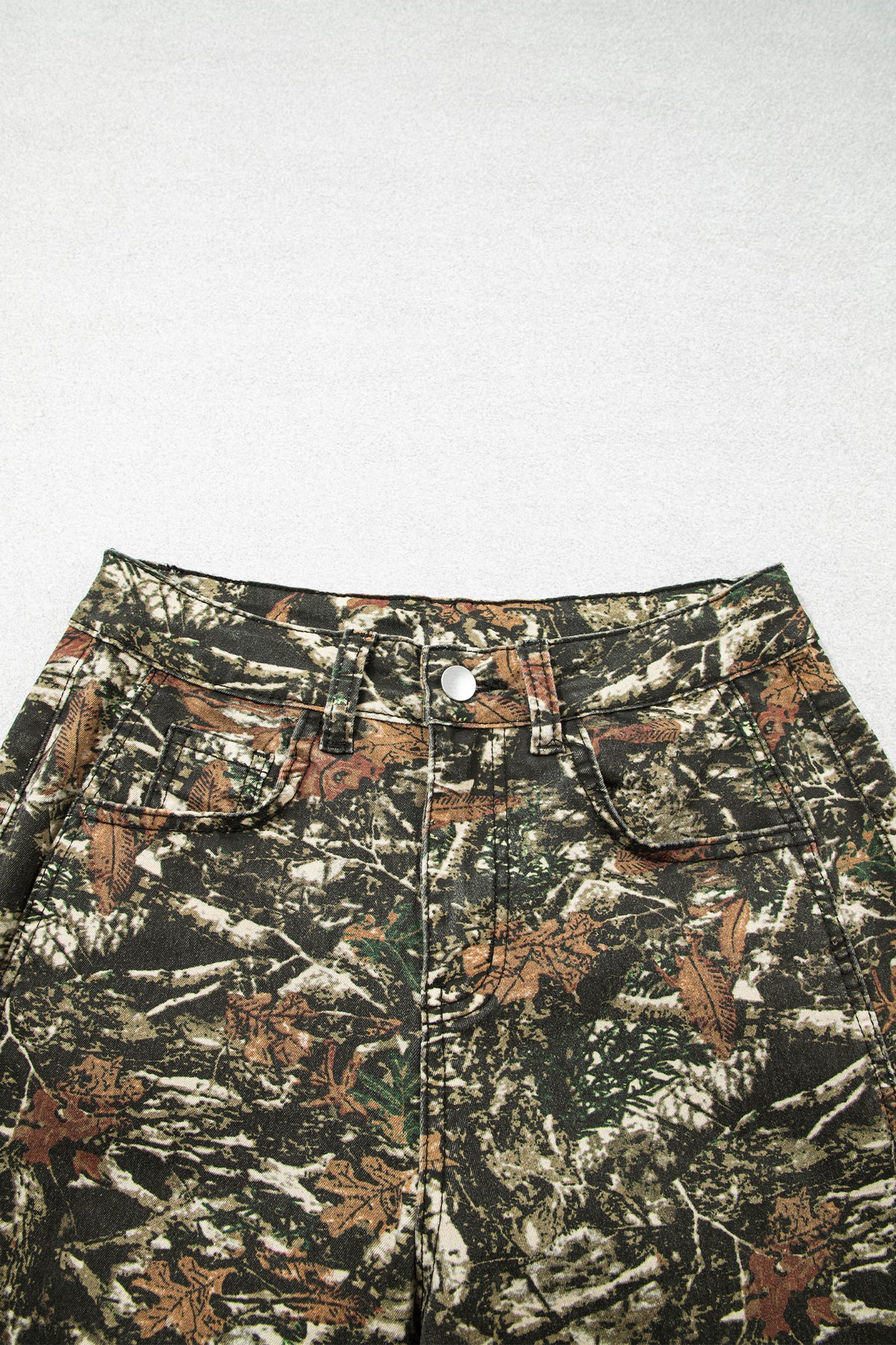 Multicolour Western Woodland Camouflage Straight Leg Shift Jeans