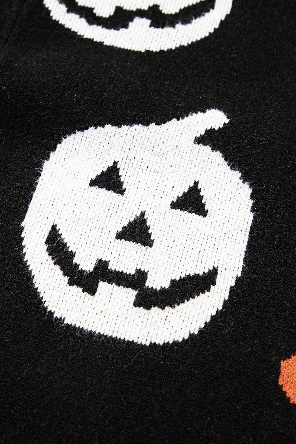 Black Halloween Mythical Night Pattern Drop Shoulder Sweater