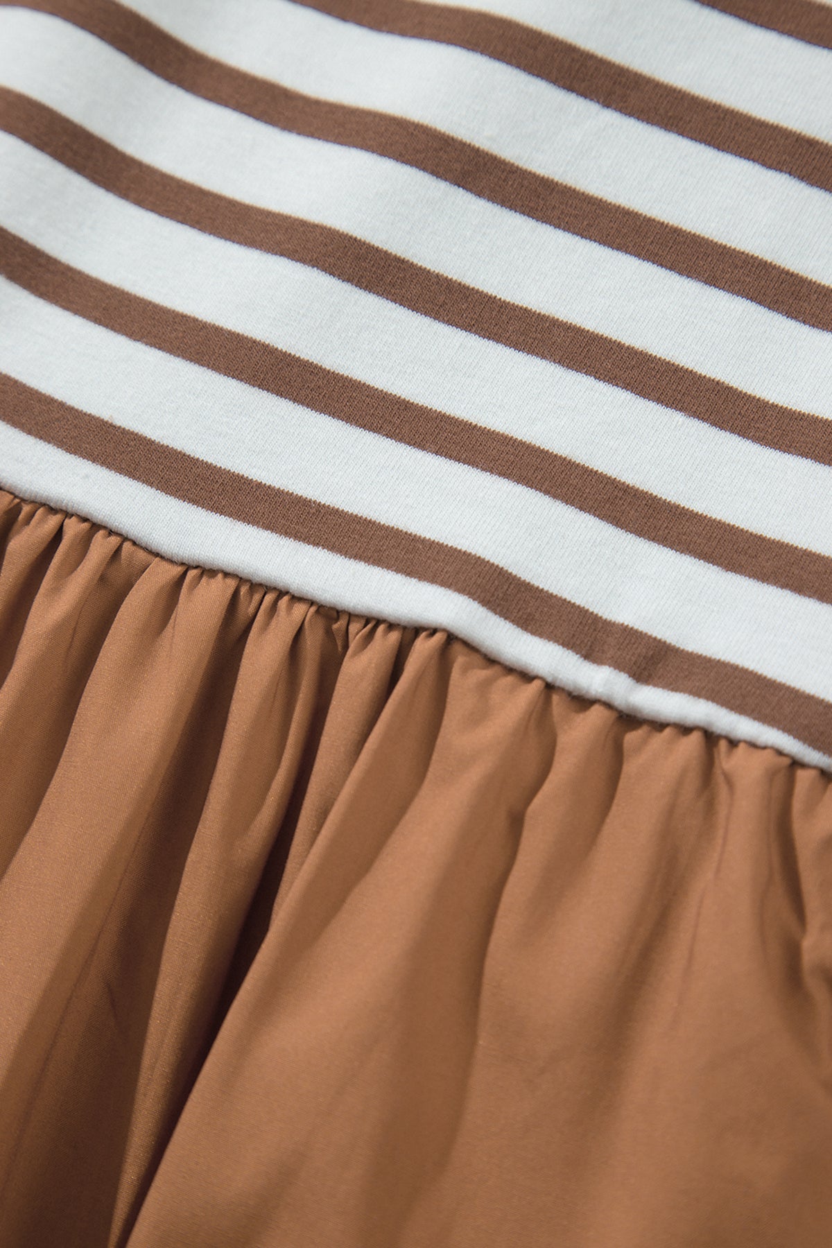 Chestnut Striped Colorblock Patchwork Sleeveless Long Dress