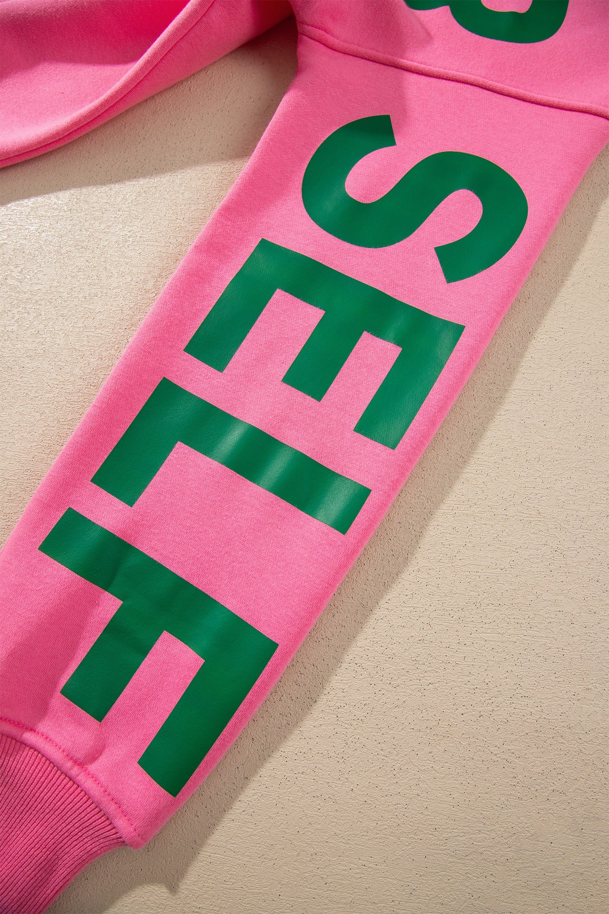 Sachet Pink Slogan Print Round Neck Sweatshirt