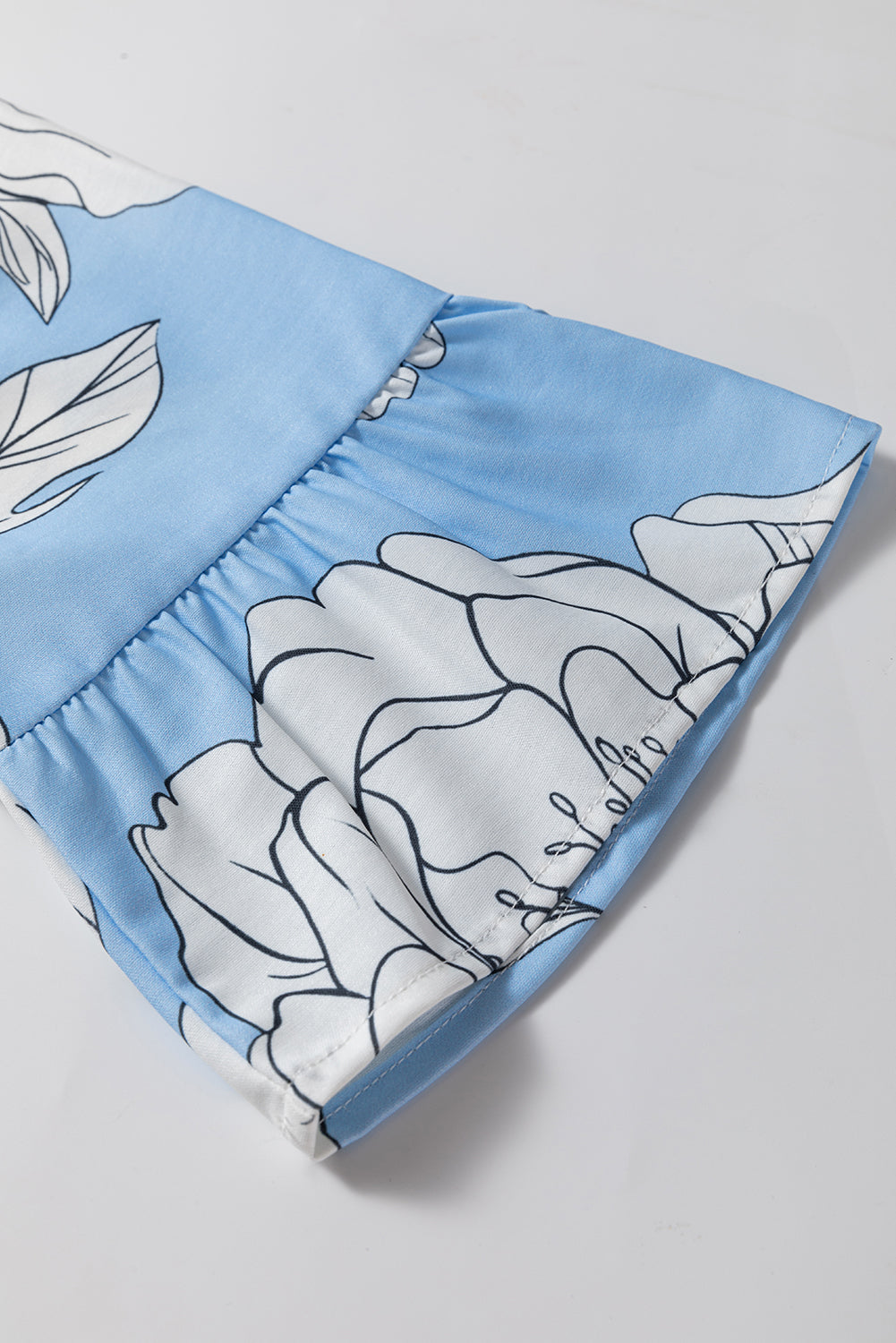 Sky Blue Floral Tiered Plus Size Maxi Dress