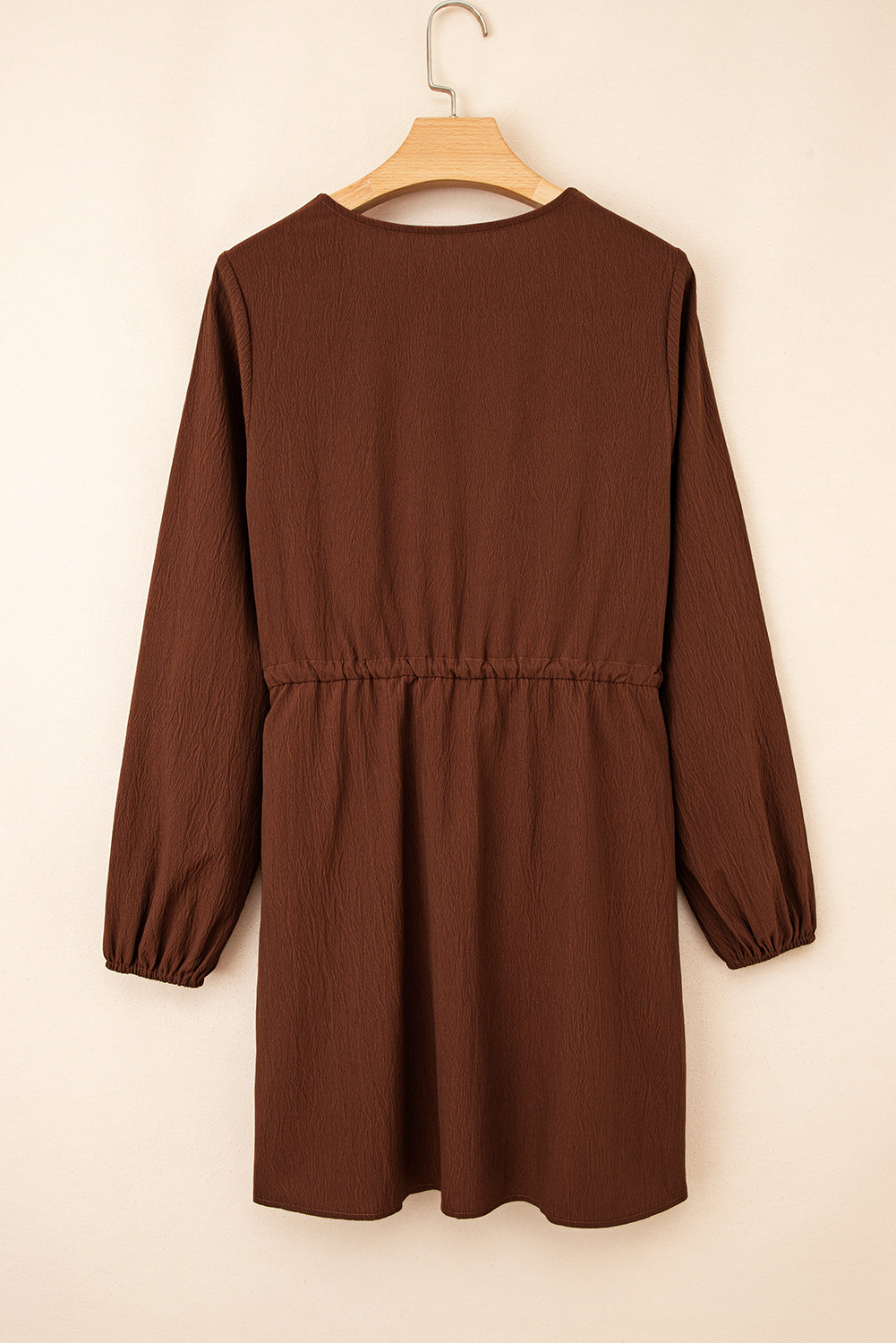 Burgundy Floral Embroidered Tassel Long Sleeve Mini Dress