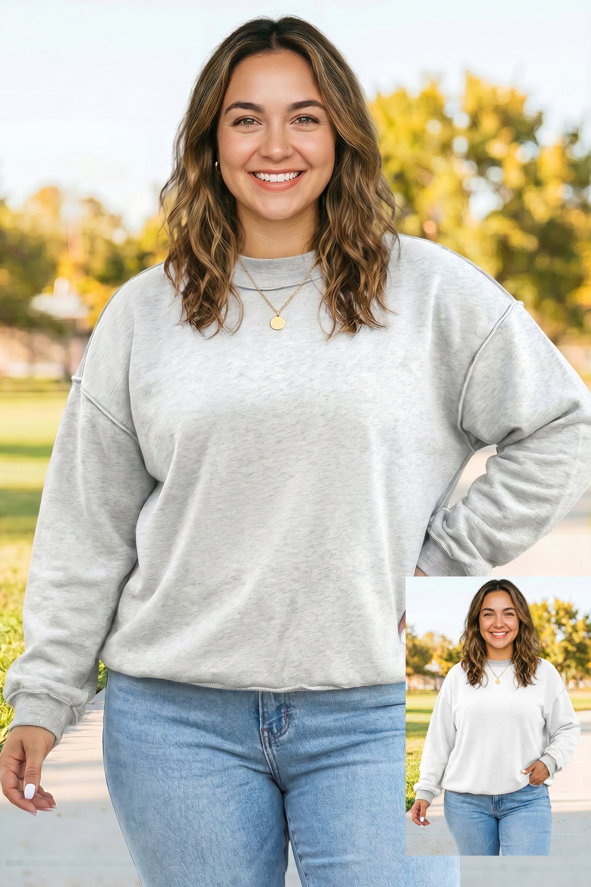 Bright Pink Exposed Seam Detail Reversible Double Wear Plus Size Sweatshirt