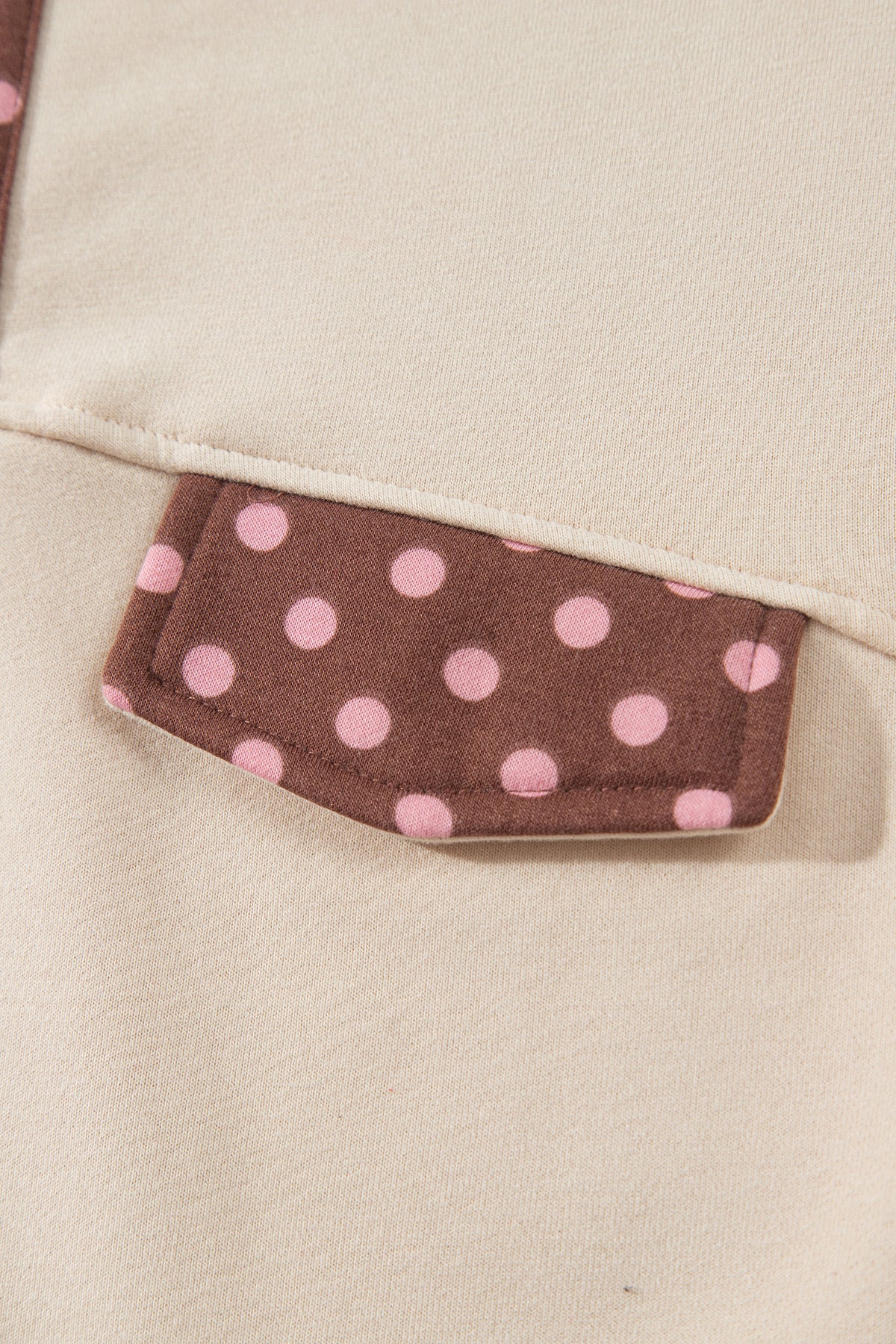 Brown Polka Dot Contrast Baggy Pullover and Elastic Waist Shorts Set
