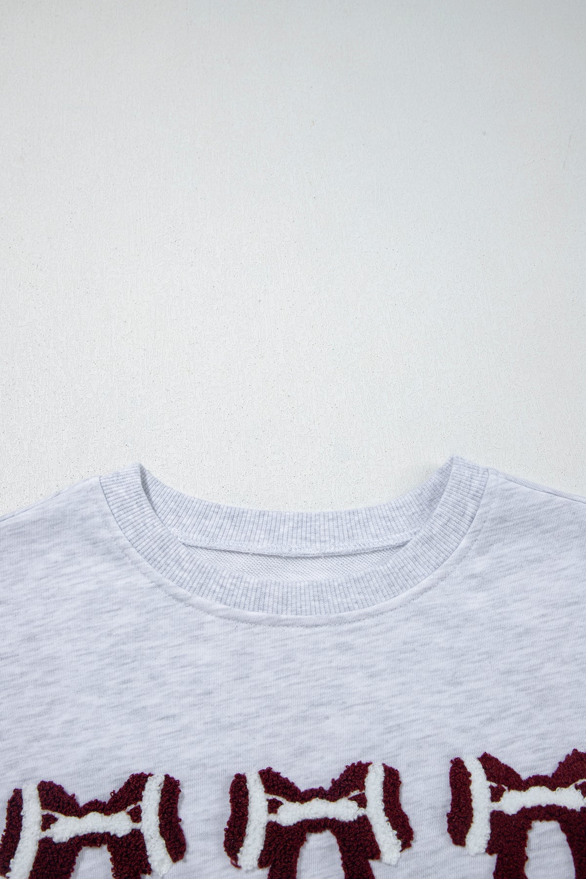 Gray Chenille Embroidered Rugby Bow Game Day Sweatshirt