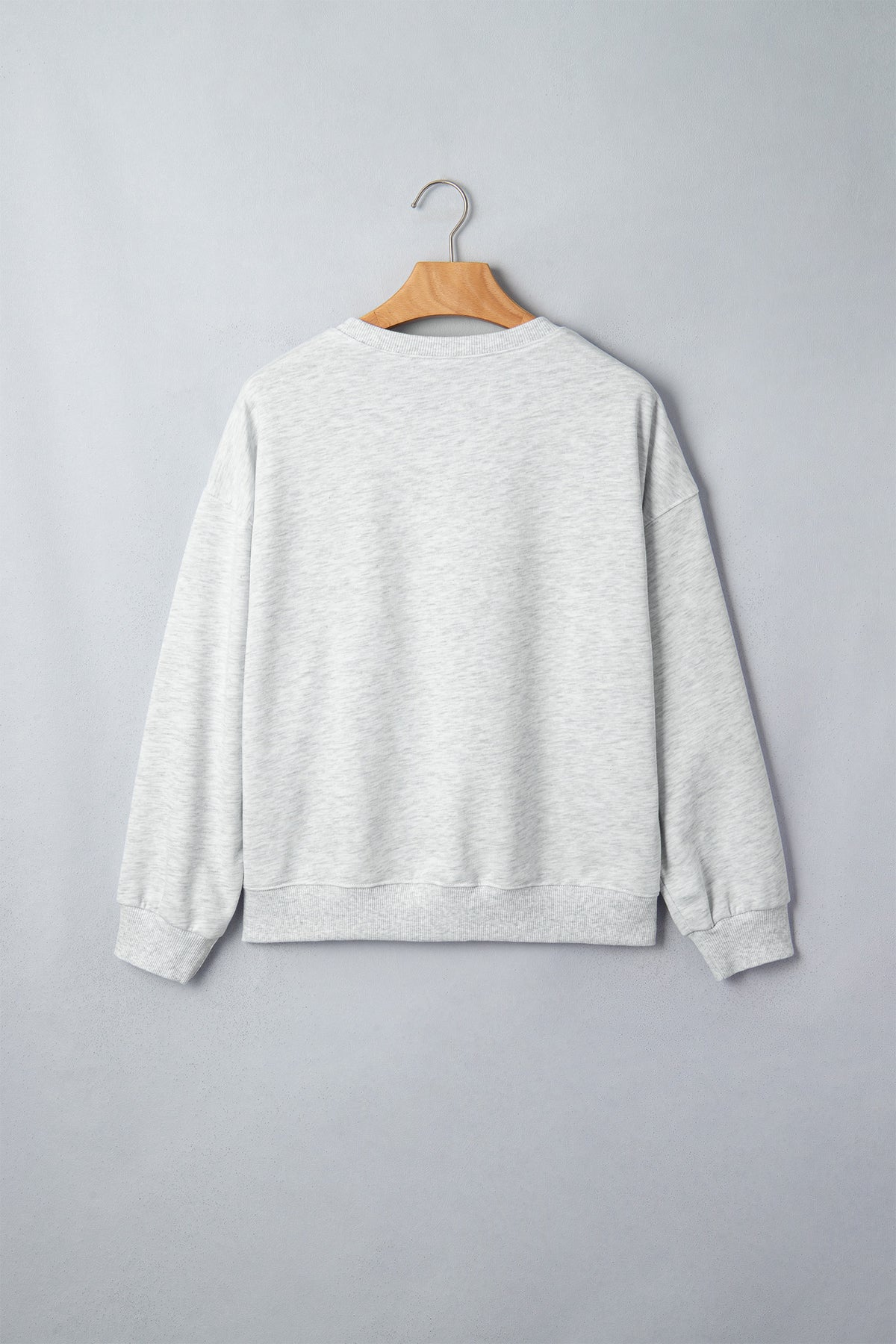 Light Grey Game Day Letter Embroidery Round Neck Sweatshirt