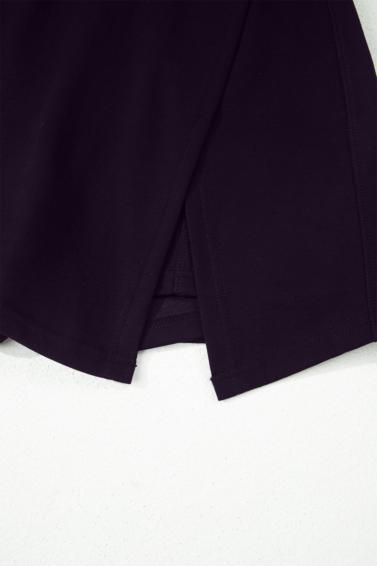 Black Solid Wrapped Side Slit Skort