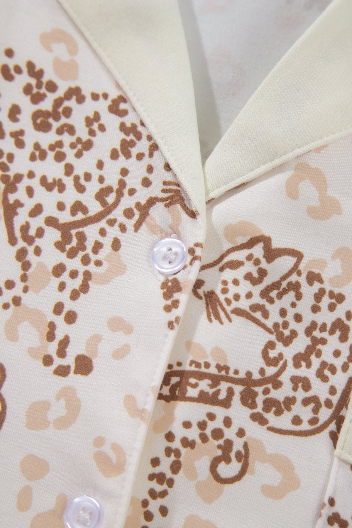 Yellow Leopard Print Colorblock Long Sleeve Lounge Set