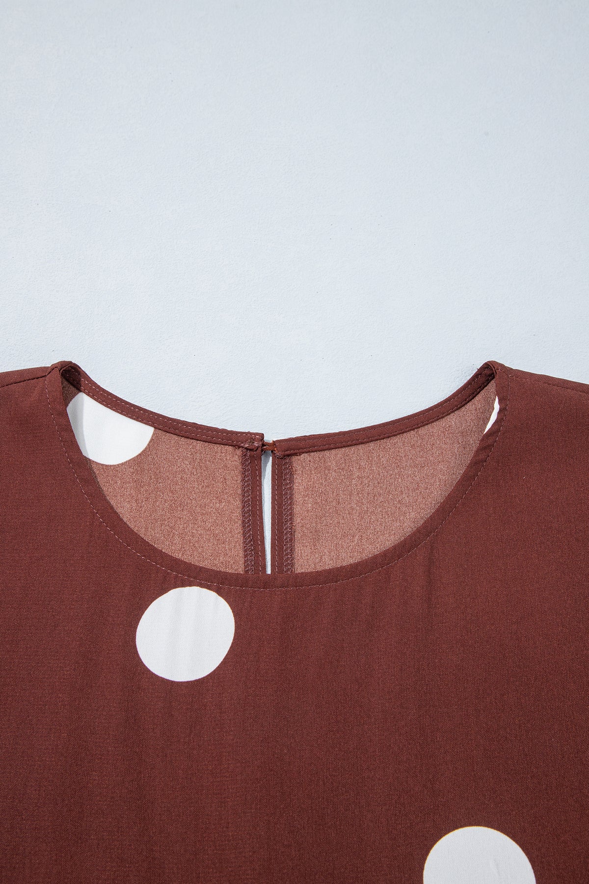 Brown Polka Dot Ruffled Hem Long-Sleeve Tie-Waist Plus Size Dress