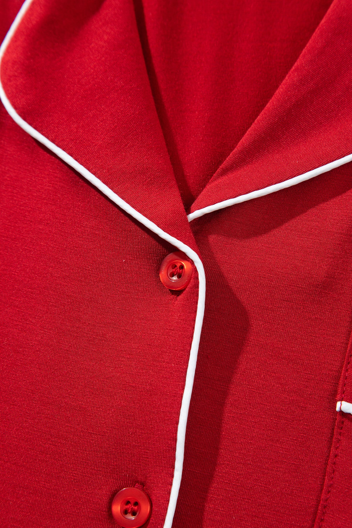 Racing Red Bow Pocket Long Sleeve Pajama Set