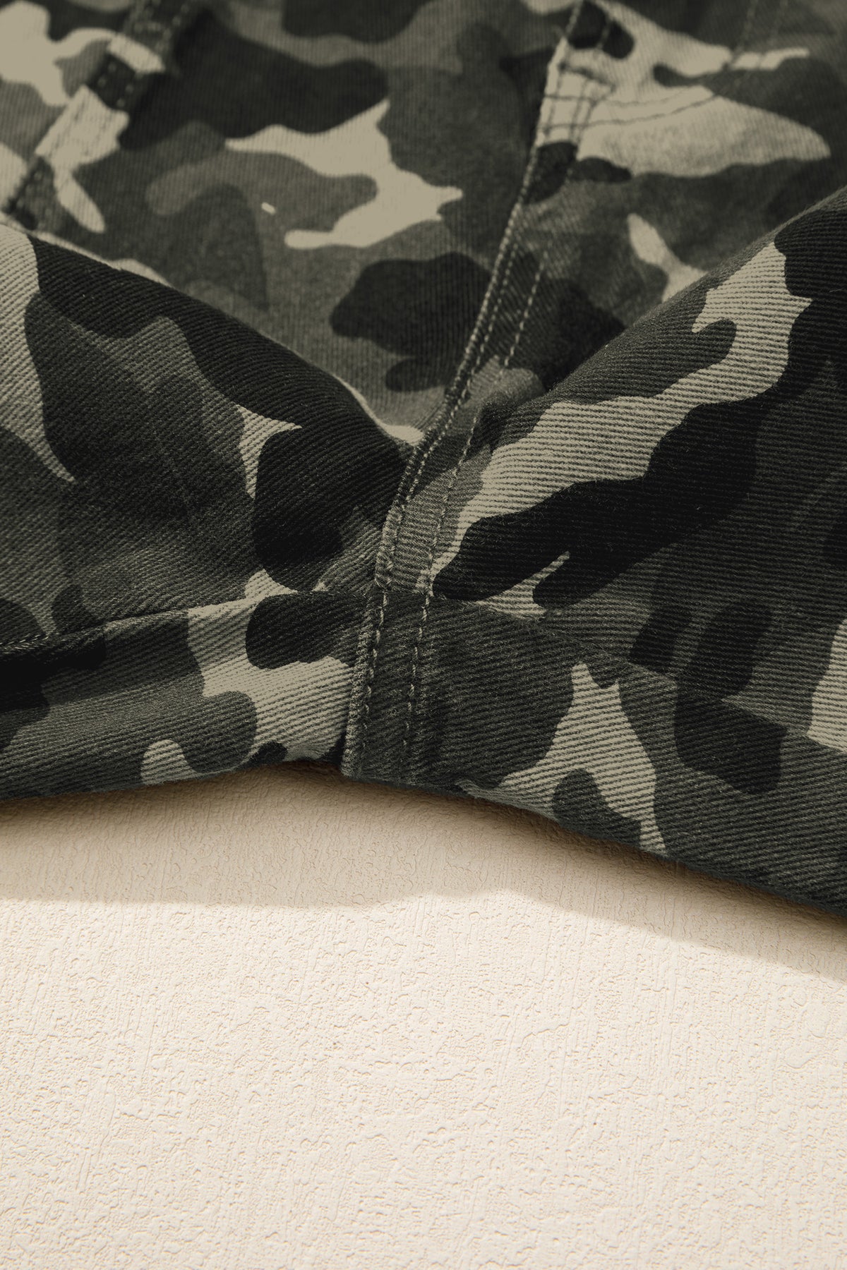 Green Camouflage Print Multi Pocketed Denim Pants