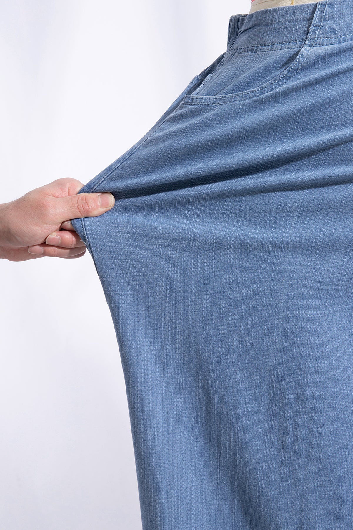 Light Blue Ruffle Hem Wide-Leg Full-Length Plus Size Jeans