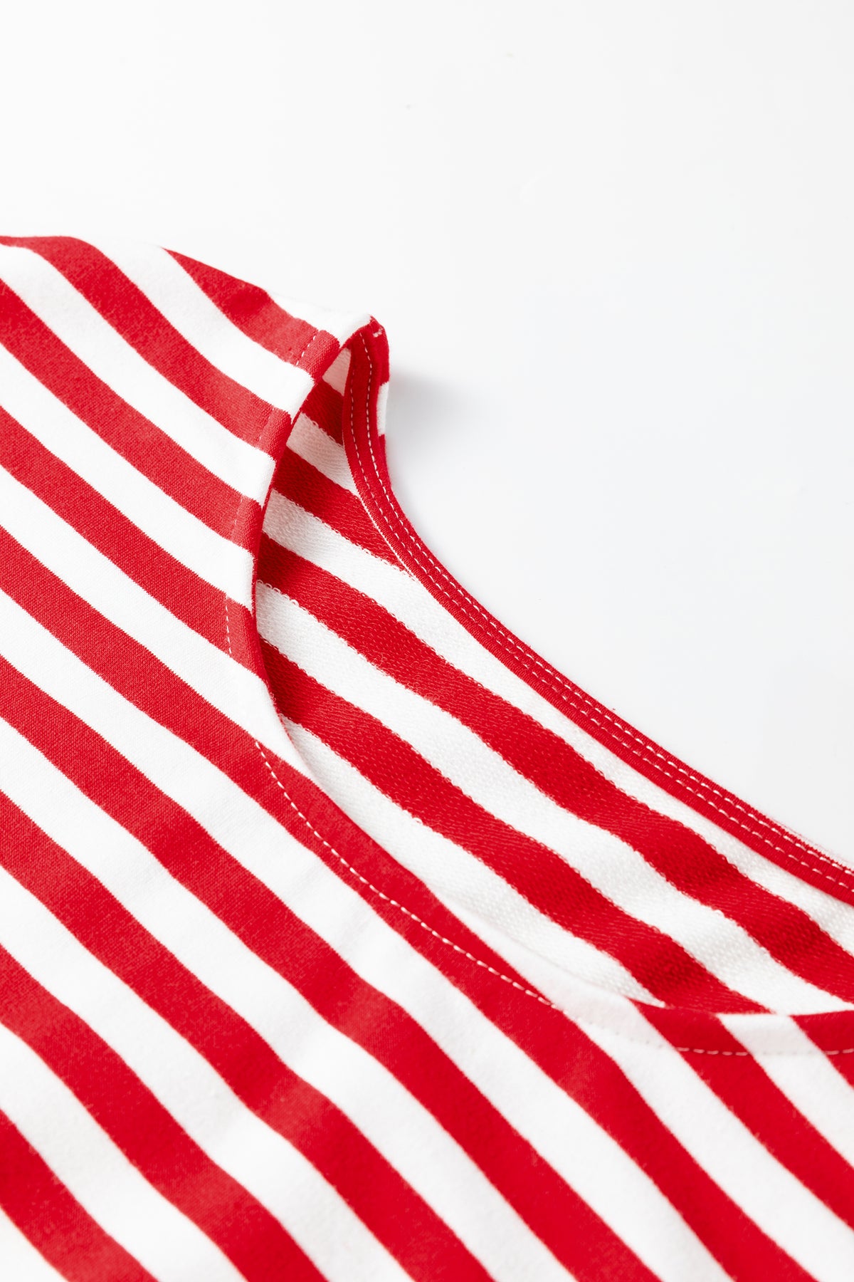Red Stripe Drop Shoulder Long Sleeve Top Lounge Pants Set