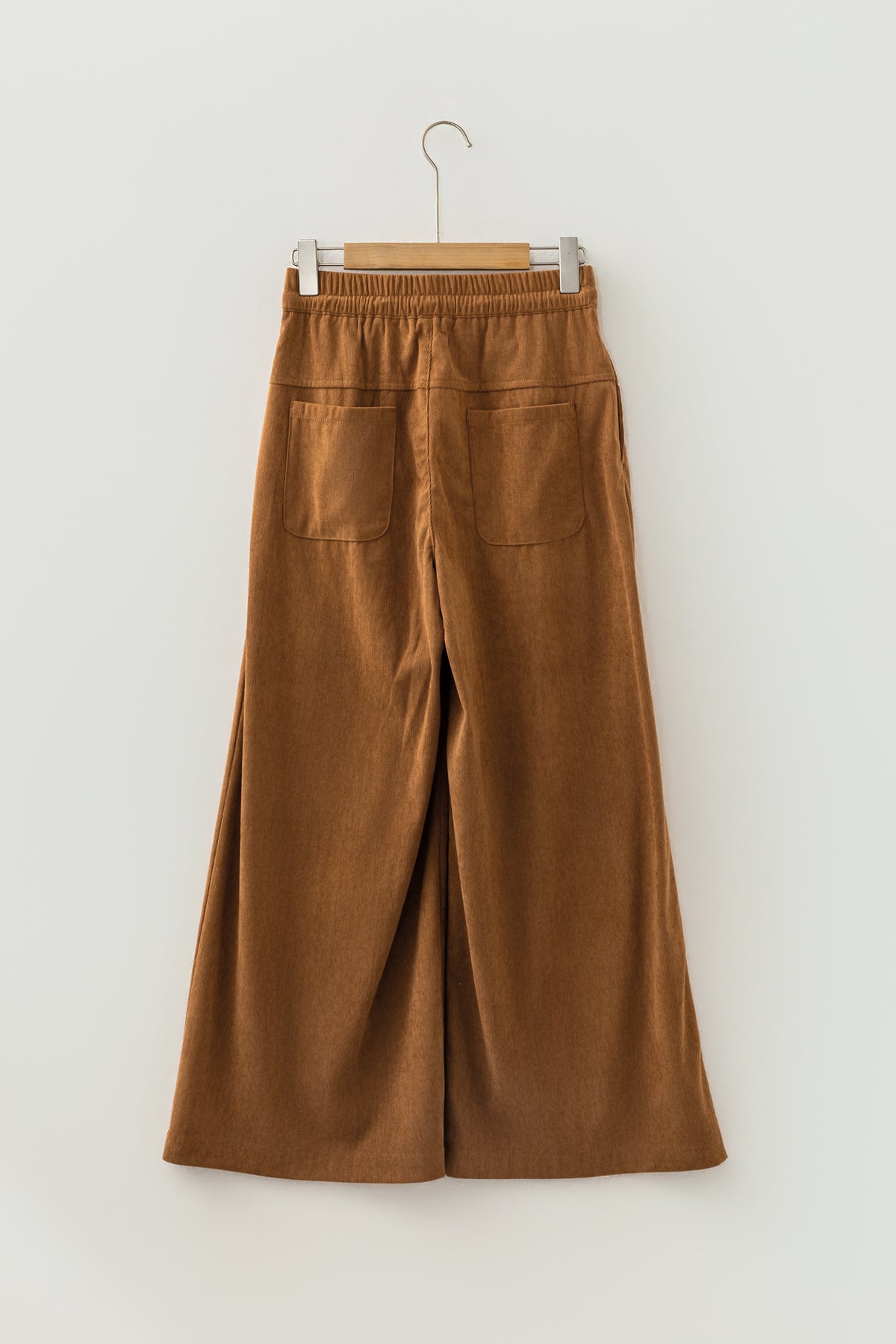 Thai Curry Elastic Waist Wooden Button Placket Ankle Length Wide Pants