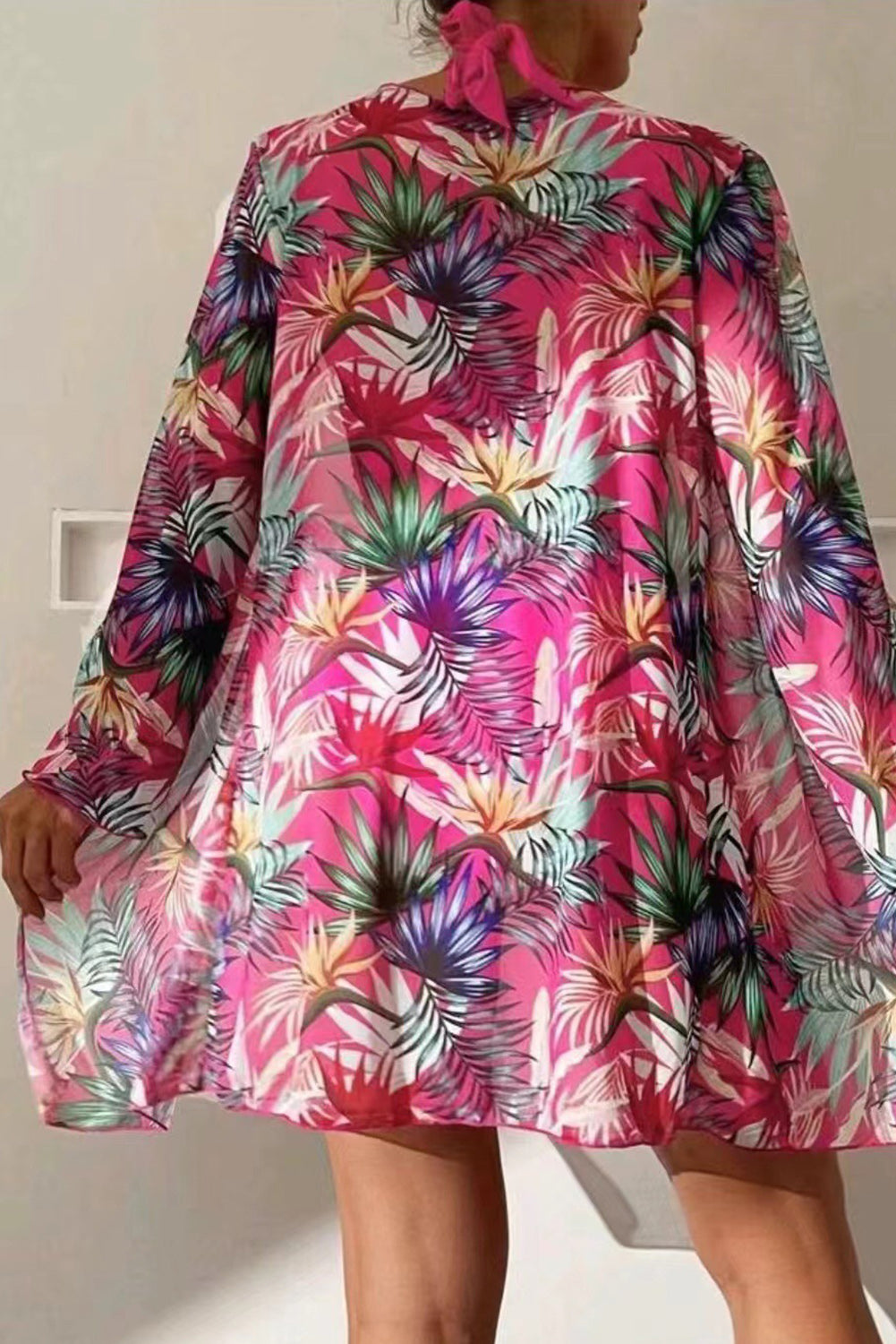 Rose Red Tropical Bikini & Cover-Up Set
