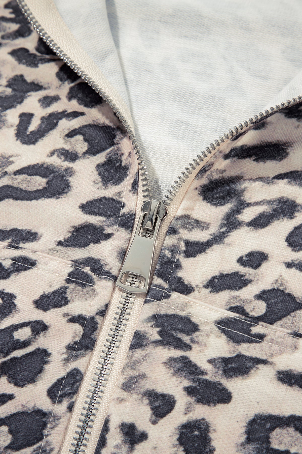 Women's Multicolour Leopard Zip-Up Hooded Drawstring Pants Set