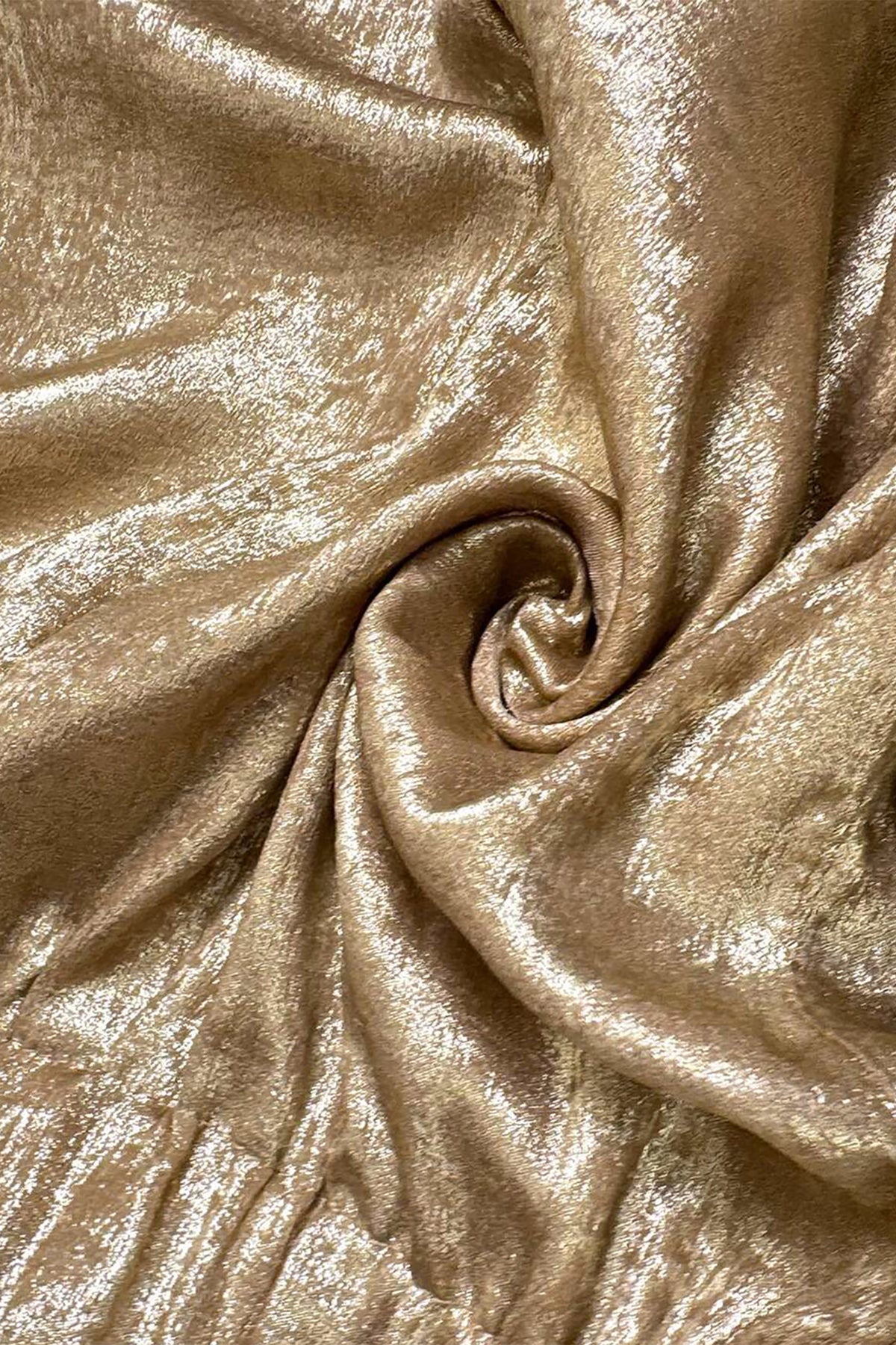 Gold Metallic Luster Tie Elastic Waist Cuffed Hem Shorts