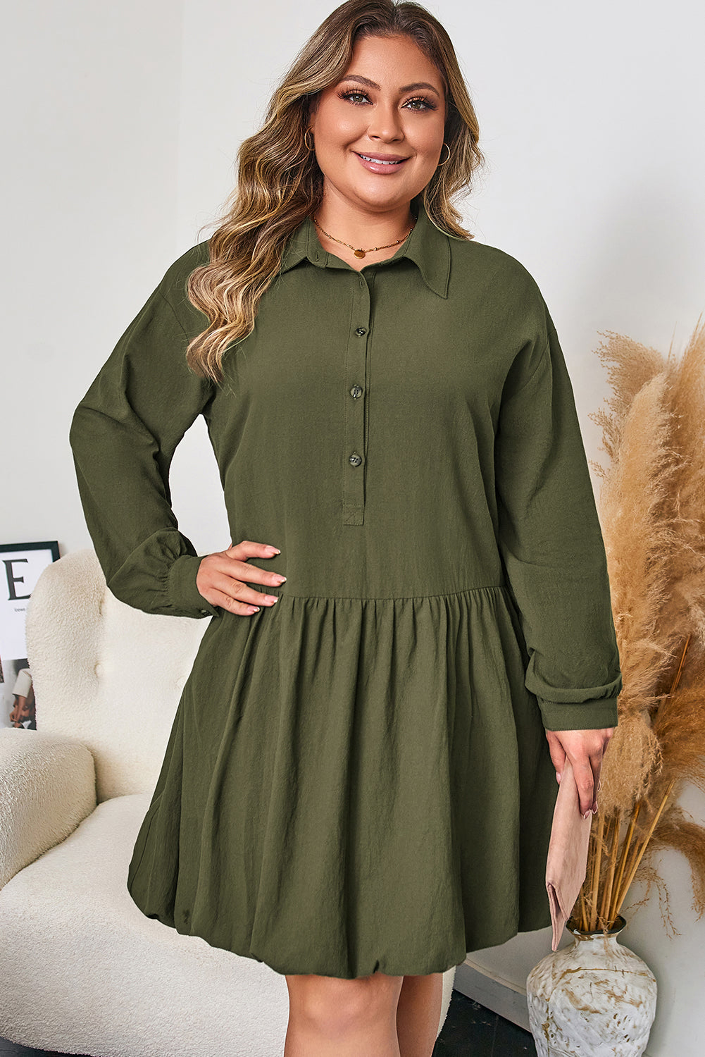 Lucky in Clover Plus Size Cotton Ruffle Mini Dress