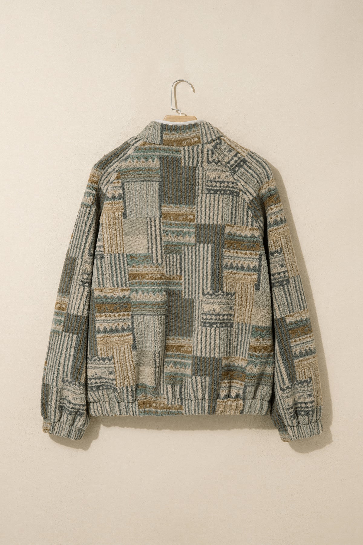 Green Western Print Fleece Pullover Fit Sweatshirt