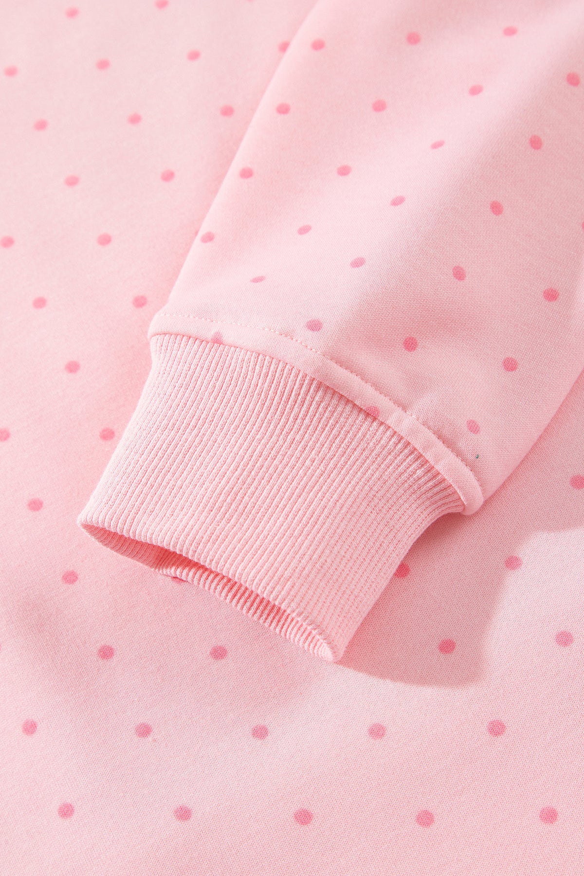 Pink Polka Dot Printed Oversized Hoodie Casual Shorts Set