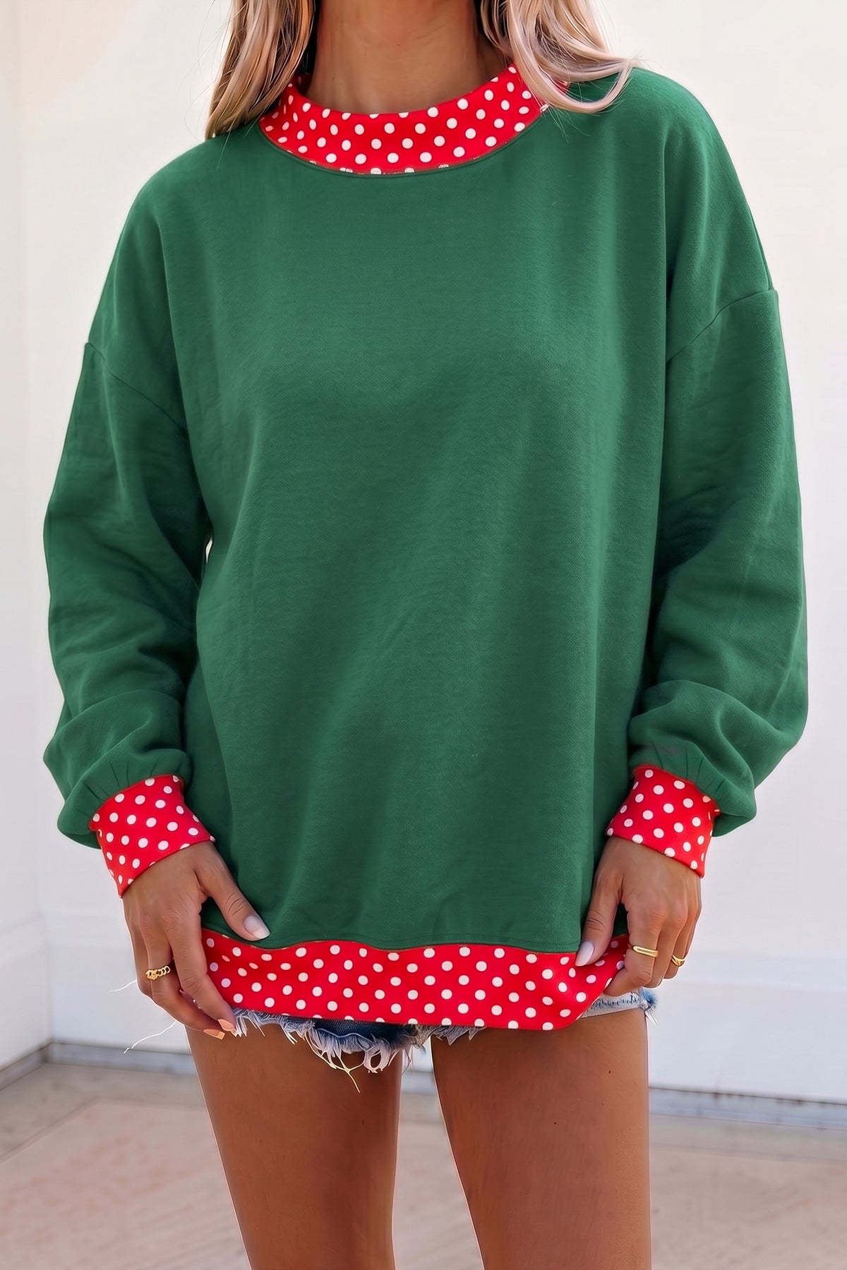 Tillandsia Purple Polka Dot Oversized Sweatshirt