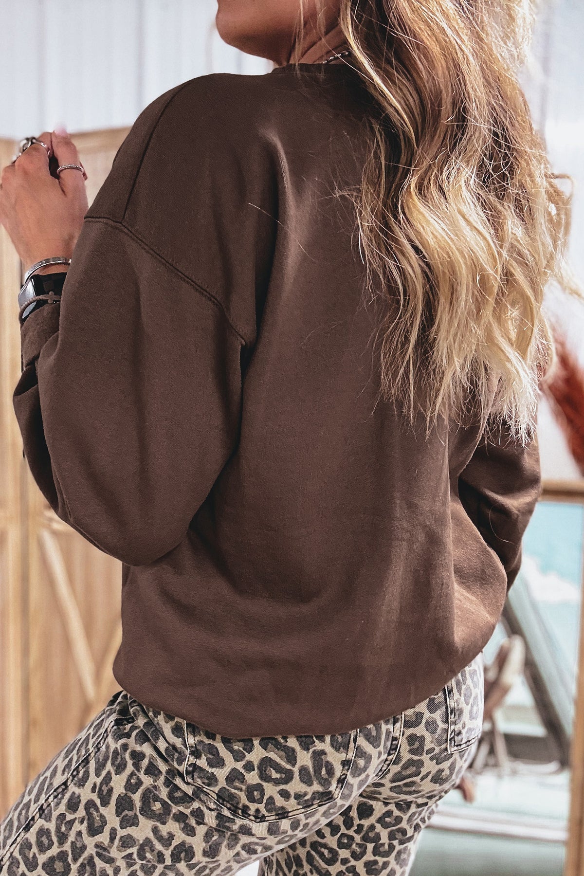 Parchment Floral Buffalo Plaid Striped Sweatshirt