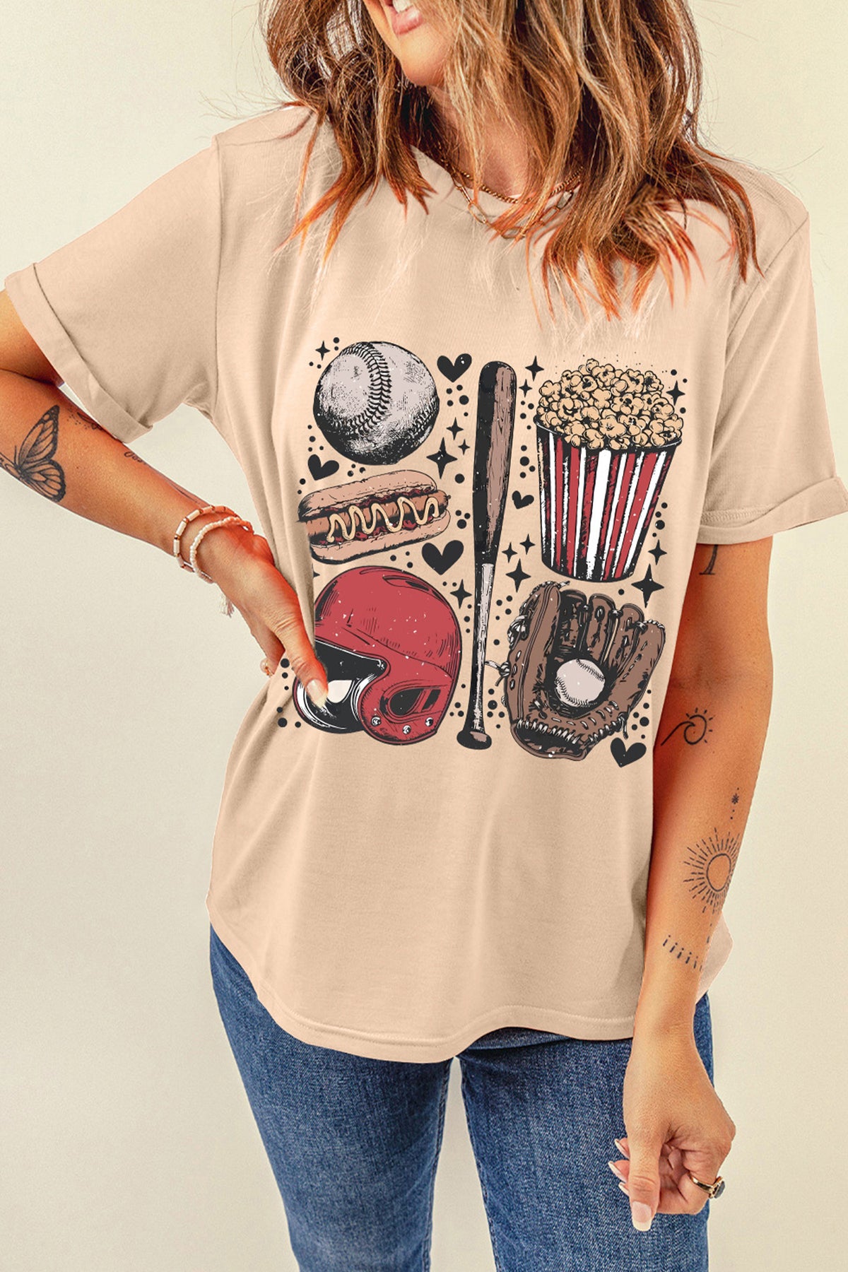 Khaki Retro Baseball Game Day T-Shirt