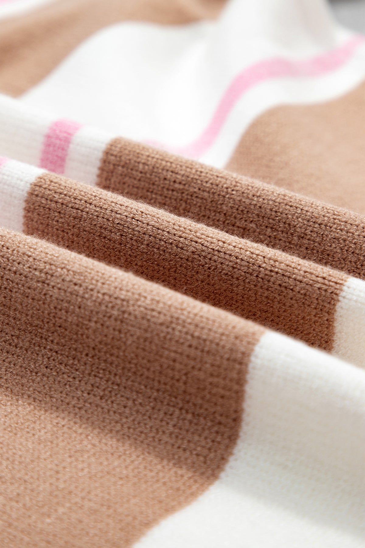 Pink Stripe Striped Color-Block V-Neck Long-Sleeve Tunic Sweater