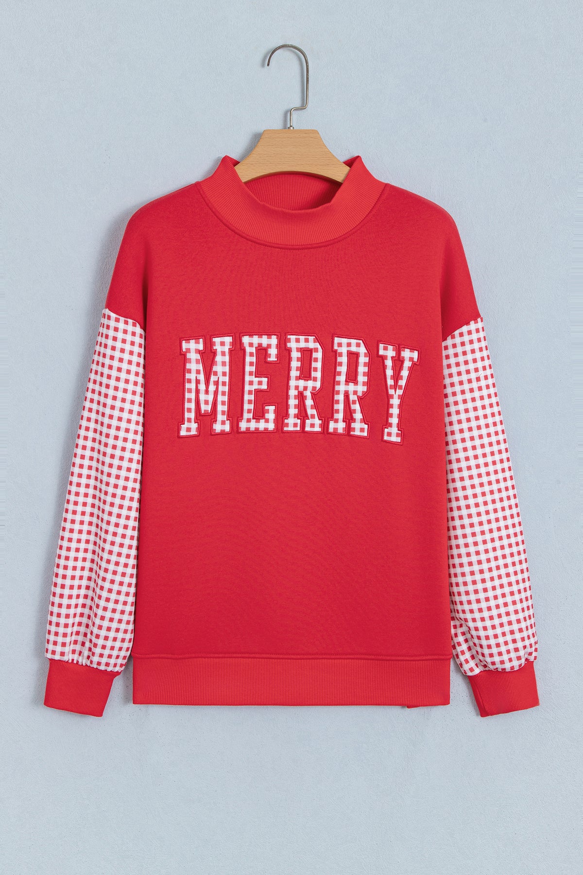 Fiery Red Gingham Plaid Oversized Sweatshirt