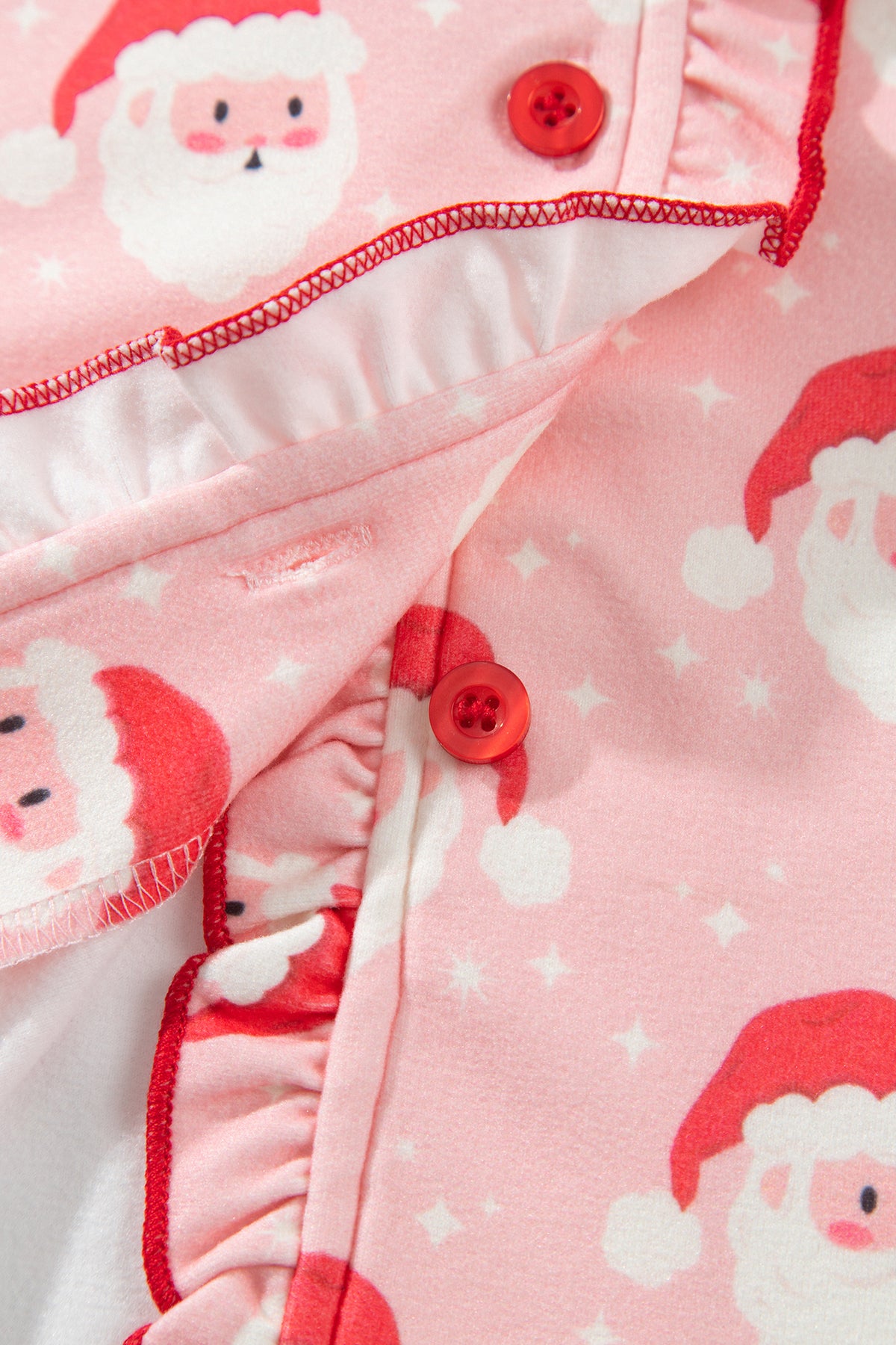 Pink Christmas Santa Print Long Sleeve Top Lounge Pant Set