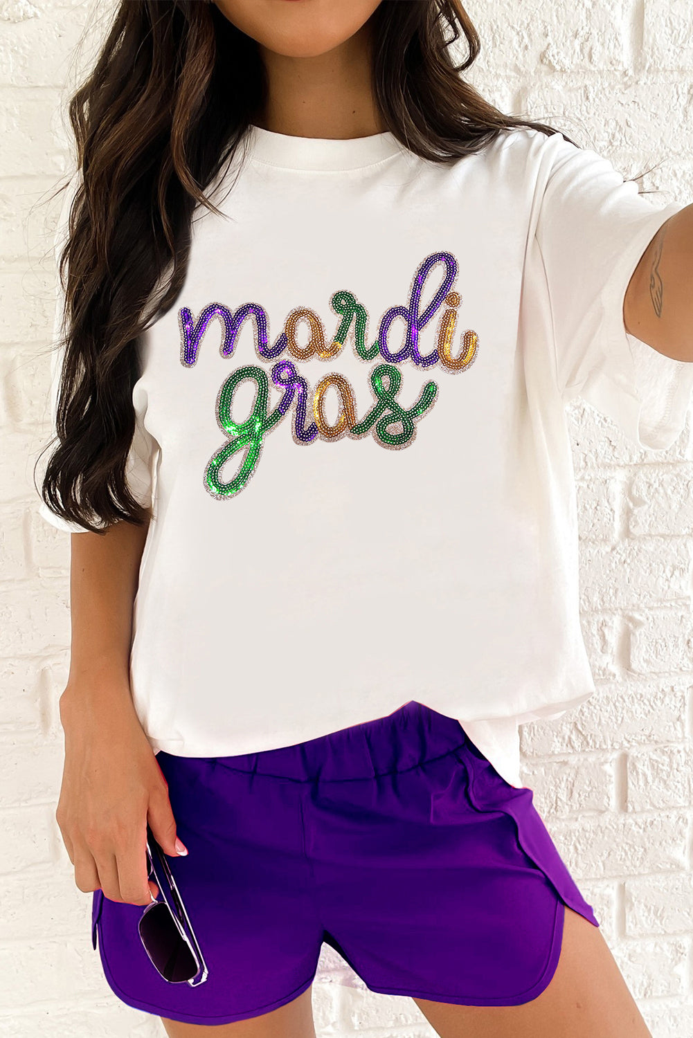 Wisteria Sequin mardi gras Graphic T-Shirt