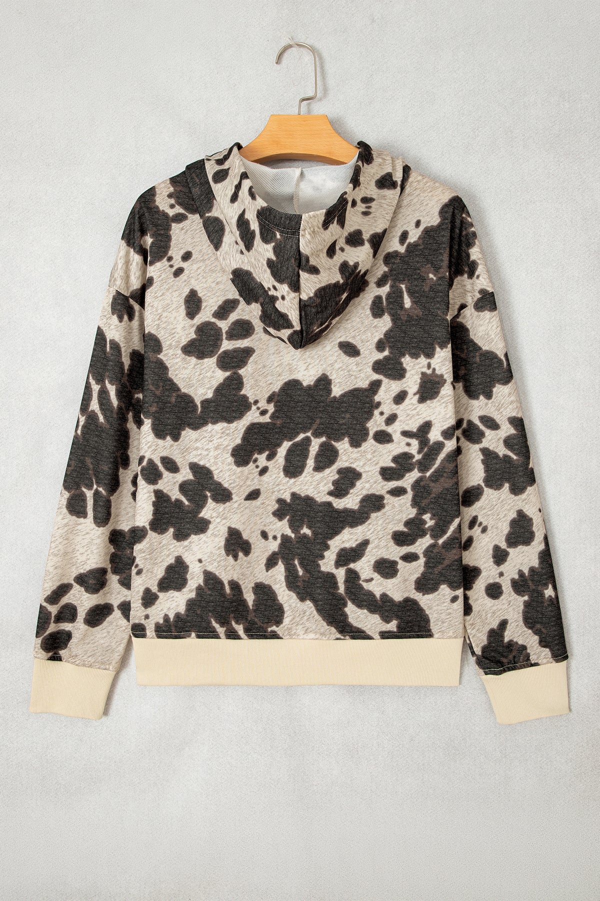 Multicolor Western Cow Print Pocket Hoodie