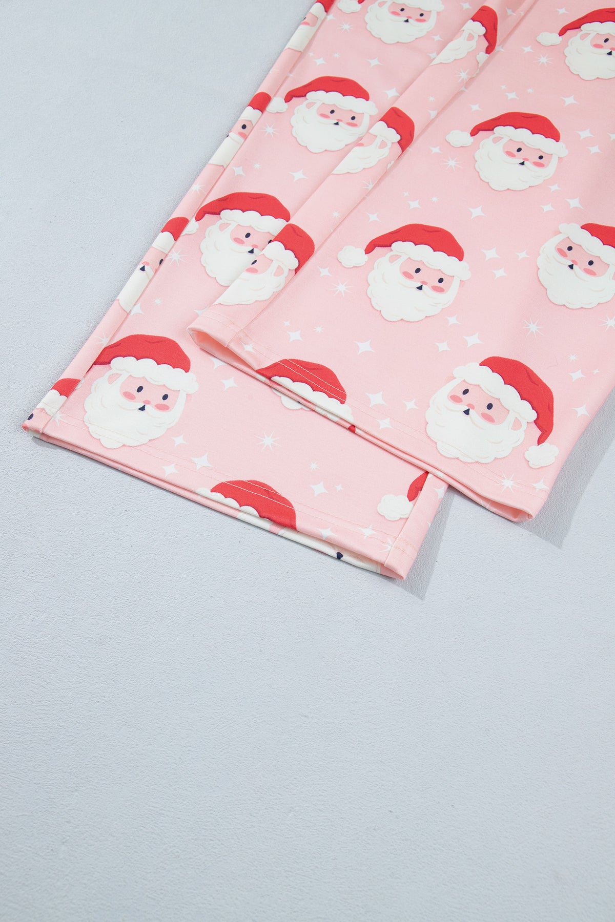 Pink Abstract Santa Pattern Long Sleeve Shift Lounge Set