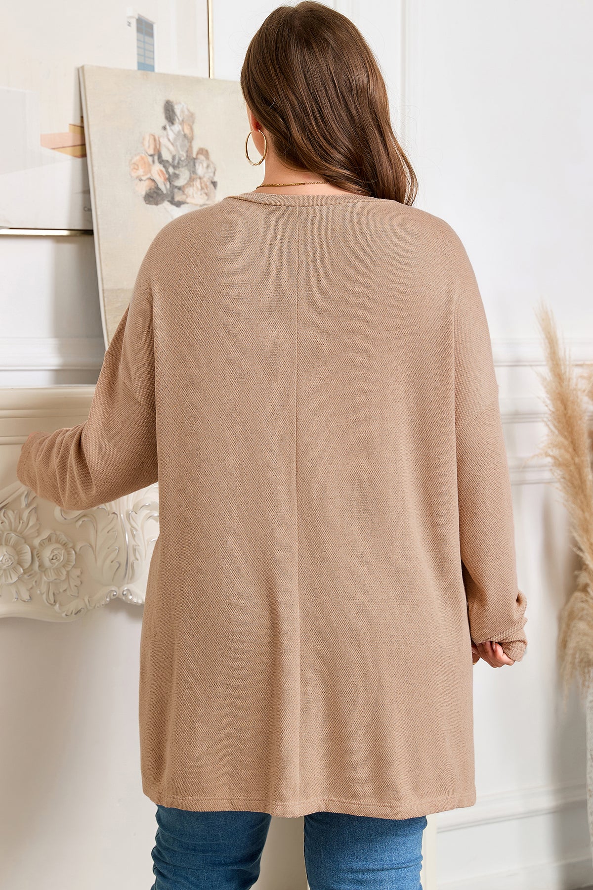 Parchment Plus Size Drop-Shoulder Knit Tunic Top