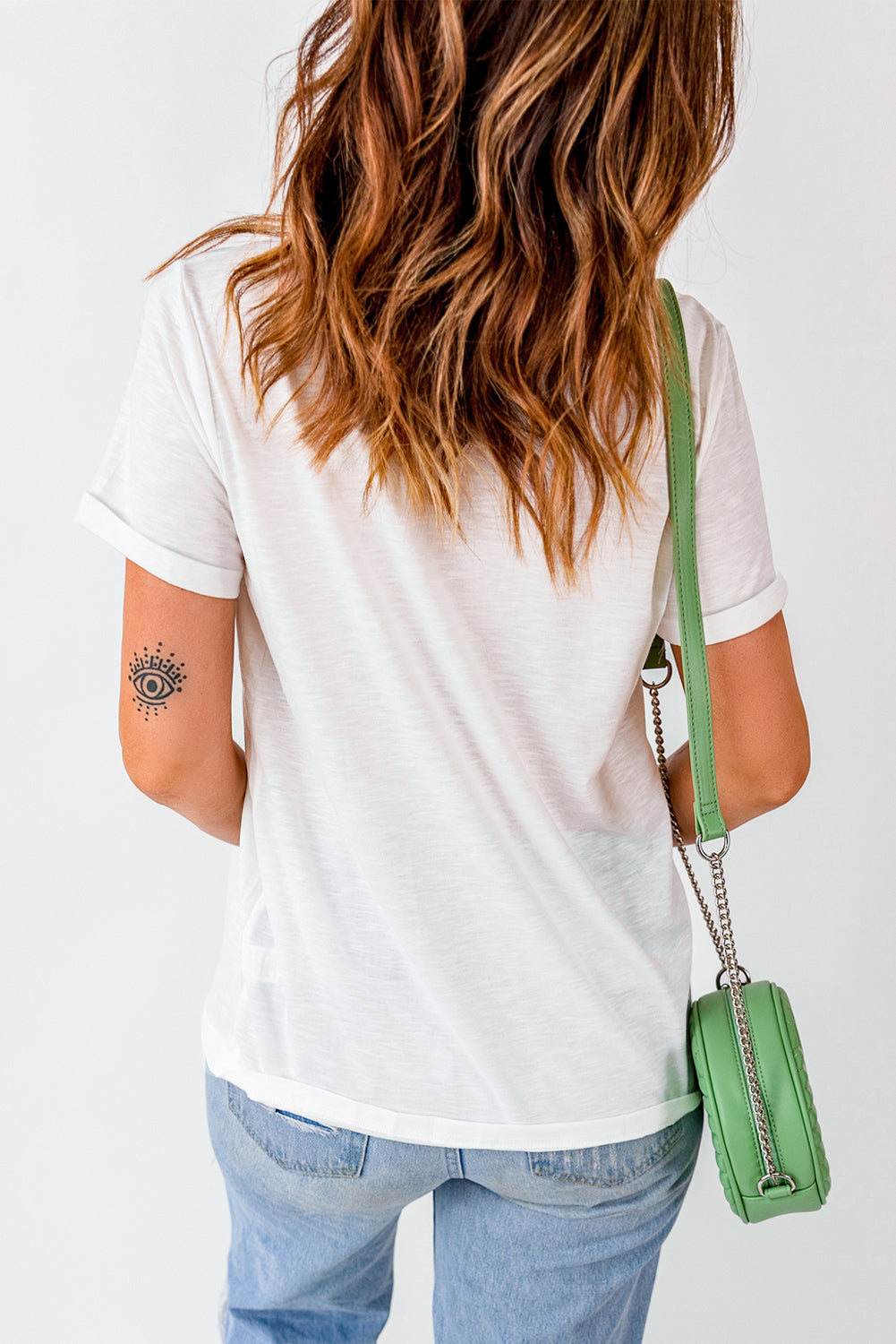 White Bowknot Bunny Graphic Easter Fashion T-Shirt