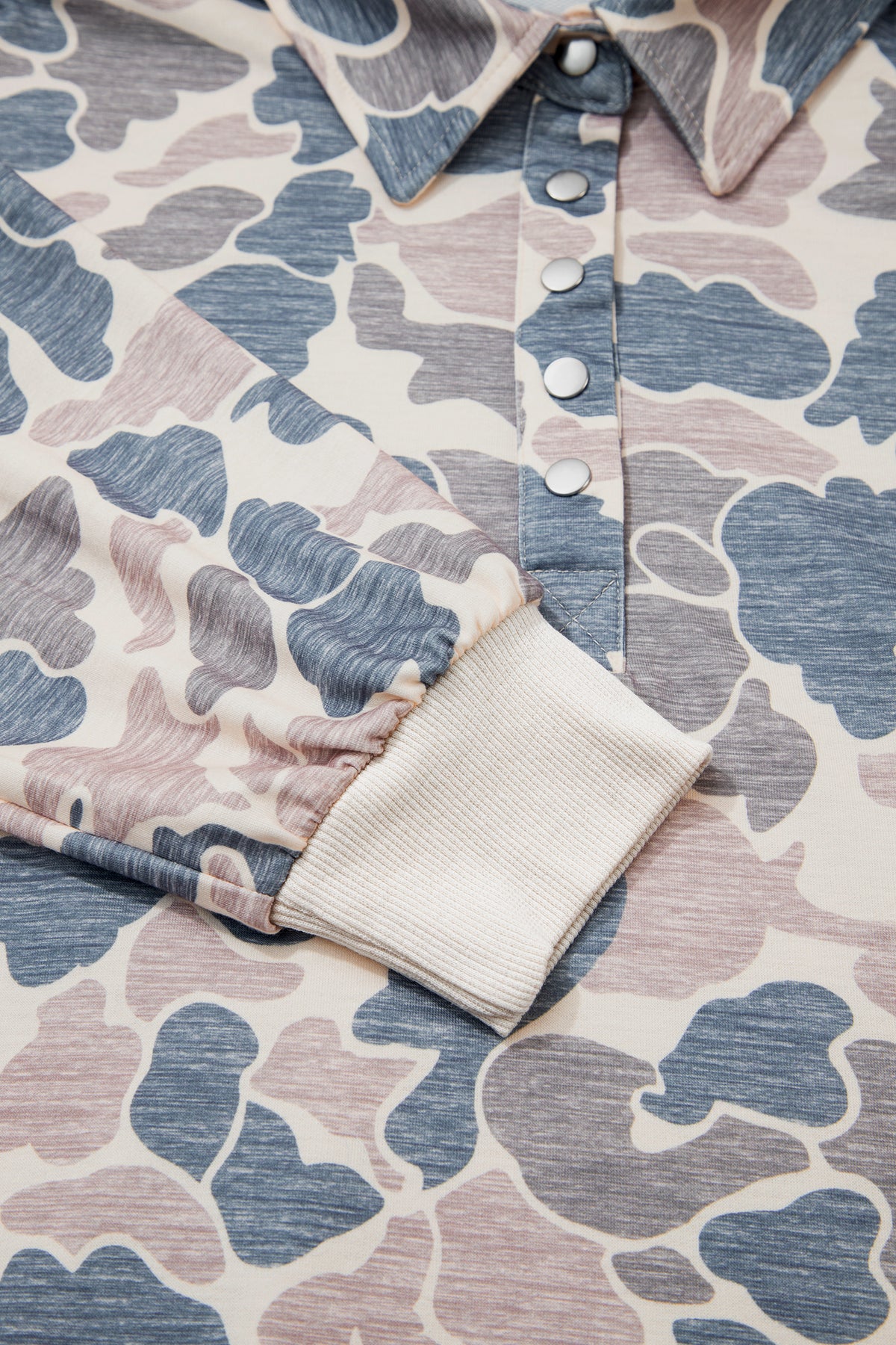 Multicolour Camouflage Collar Pullover Sweatshirt