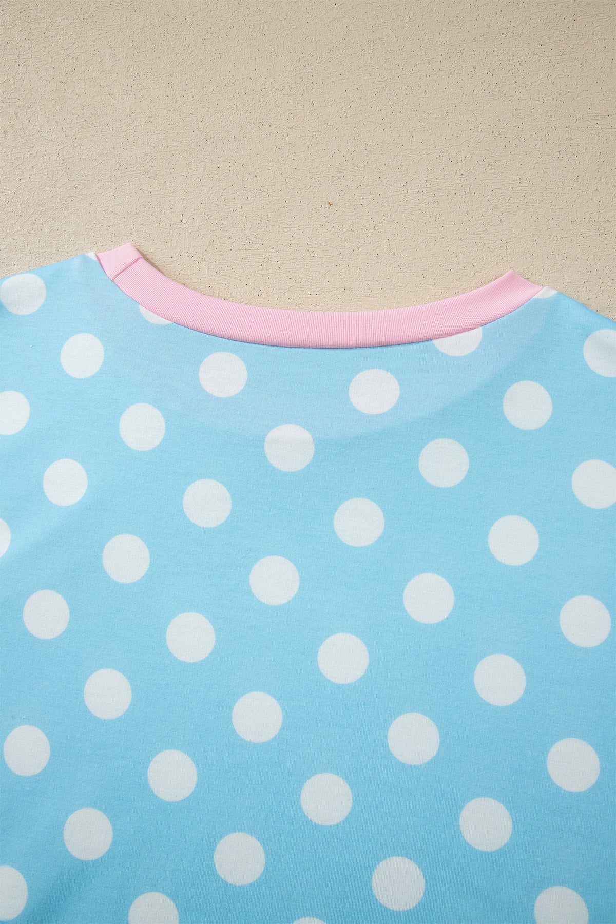 Women's Sky Blue Polka Dot Short-Sleeve Top & Pants Set