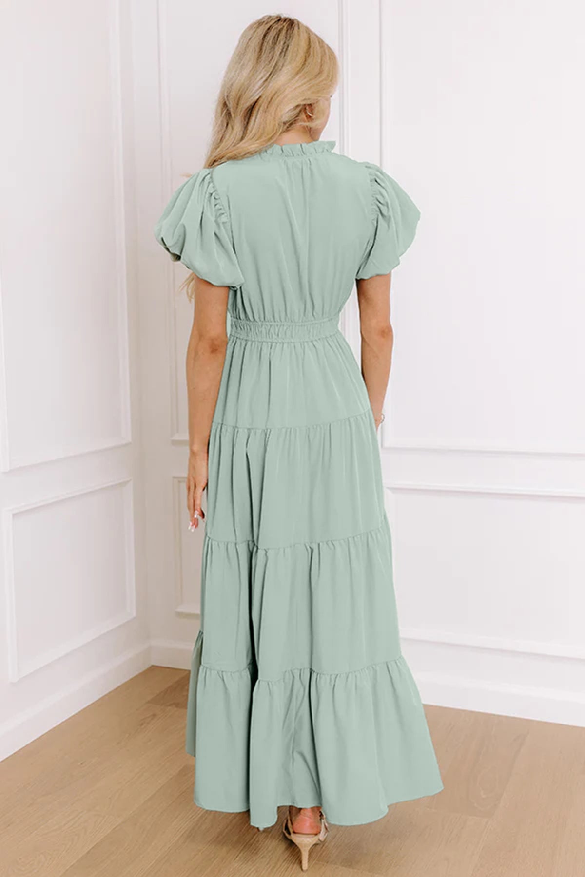 Green V-Neck Maxi Dress
