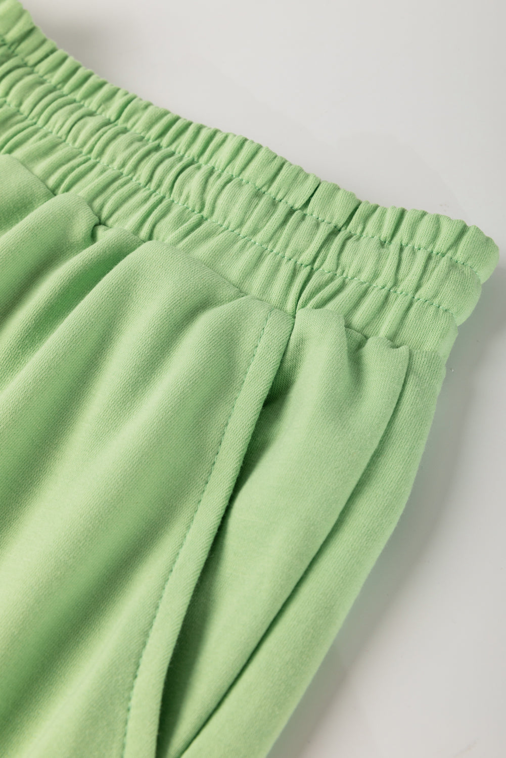 Meadow Mist Green Plus Size V-Neck Drop-Shoulder Tee Loose Shorts 2pcs Outfit