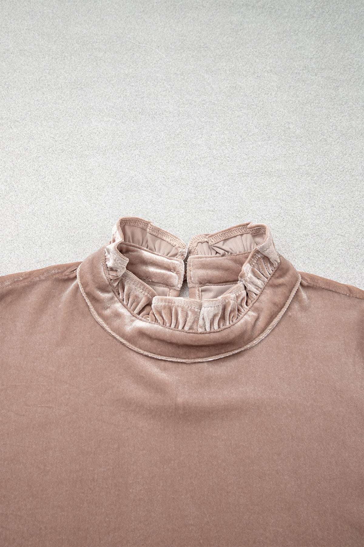 Smoke Gray Western Style Stand Neck Velvet Top