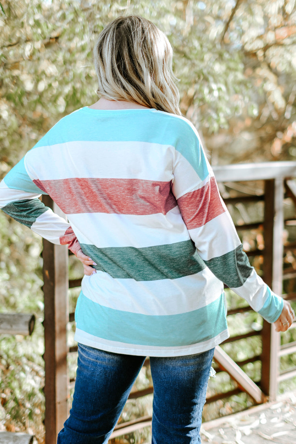 Green Plus Size Color-Block Pullover Top
