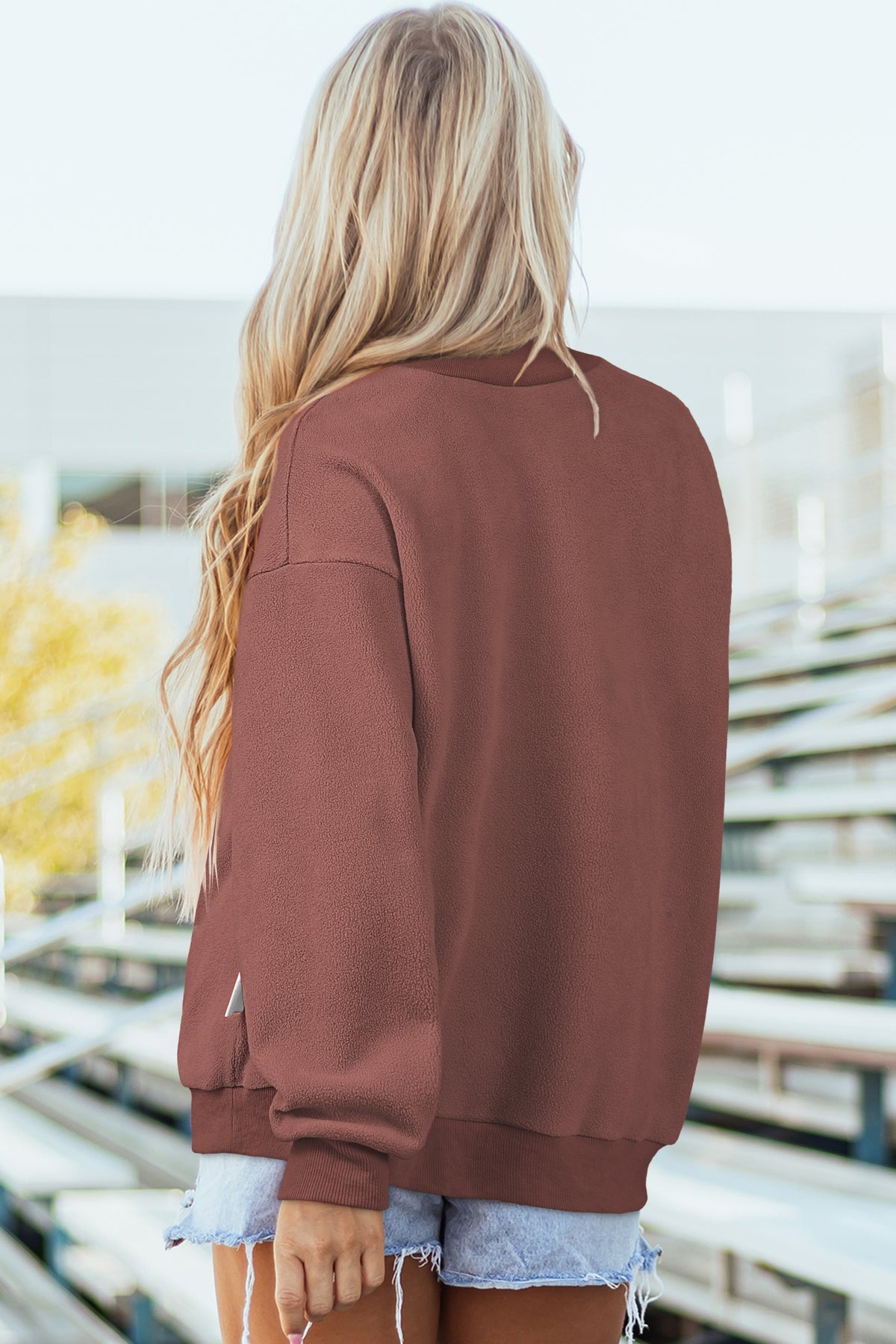 Bluing Oversize Reversible Mock Neck Sweatshirt